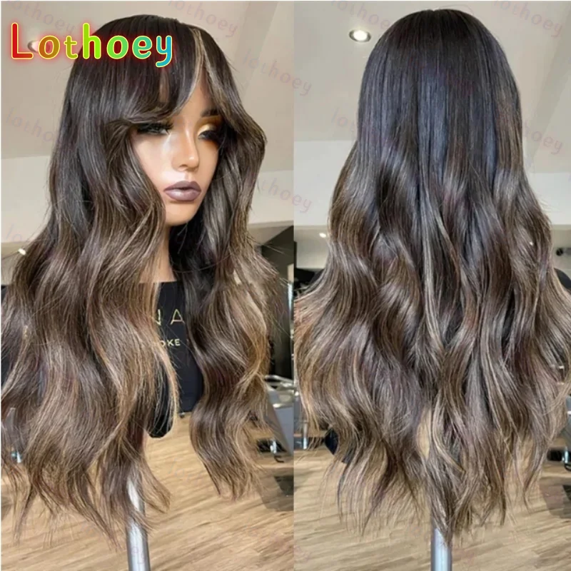 Коричневый длинный мягкий объемный волнистый шелковый парик из еврейских человеческих волос с детскими волосами, кружевные европейские волосы, предварительно выщипанные
