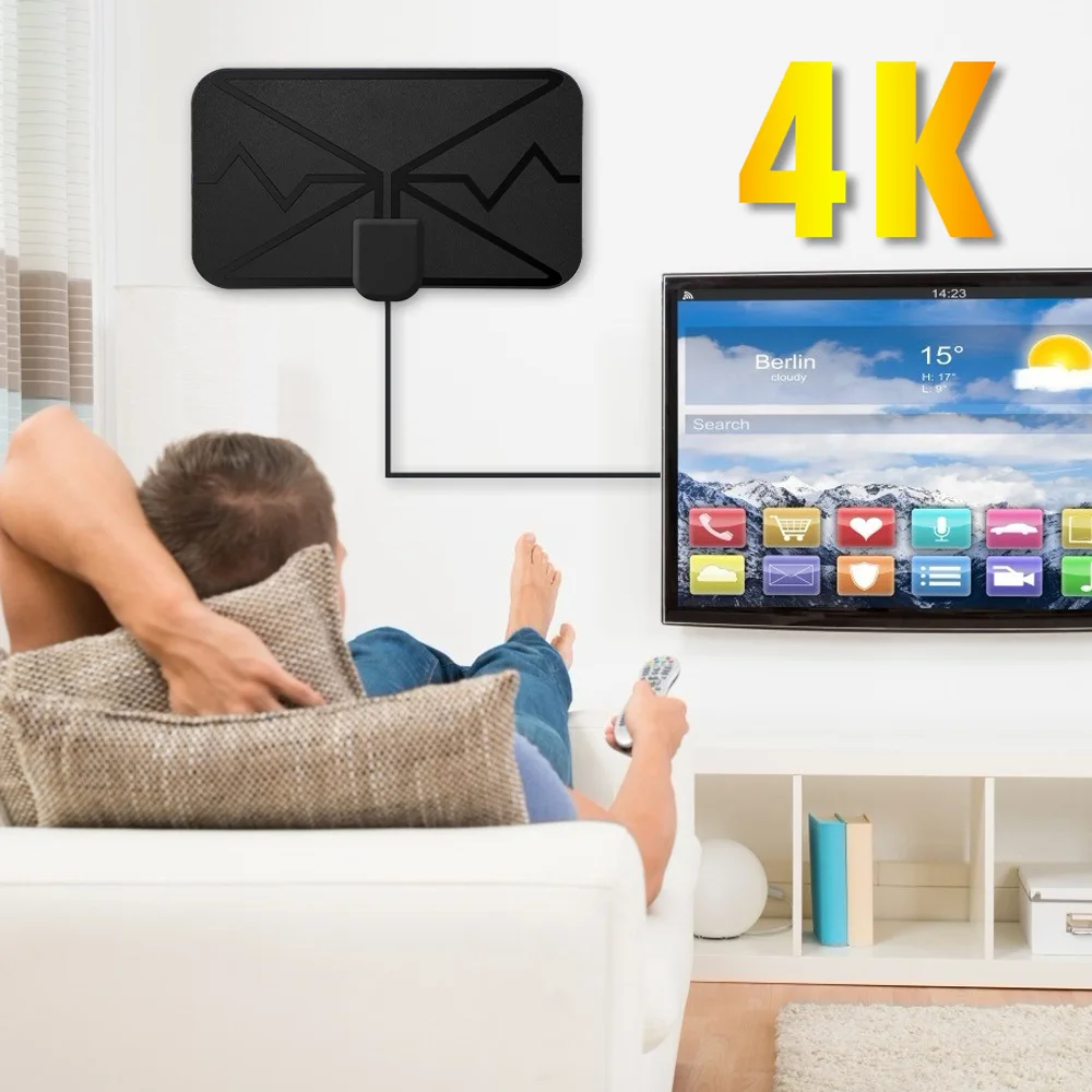 Телевизионная антенна 5000 миль 1080P 4K 25DB HDTV Внутренние цифровые усиленные ТВ-антенны Бесплатный NBC с усилителем высокого коэффициента усиления