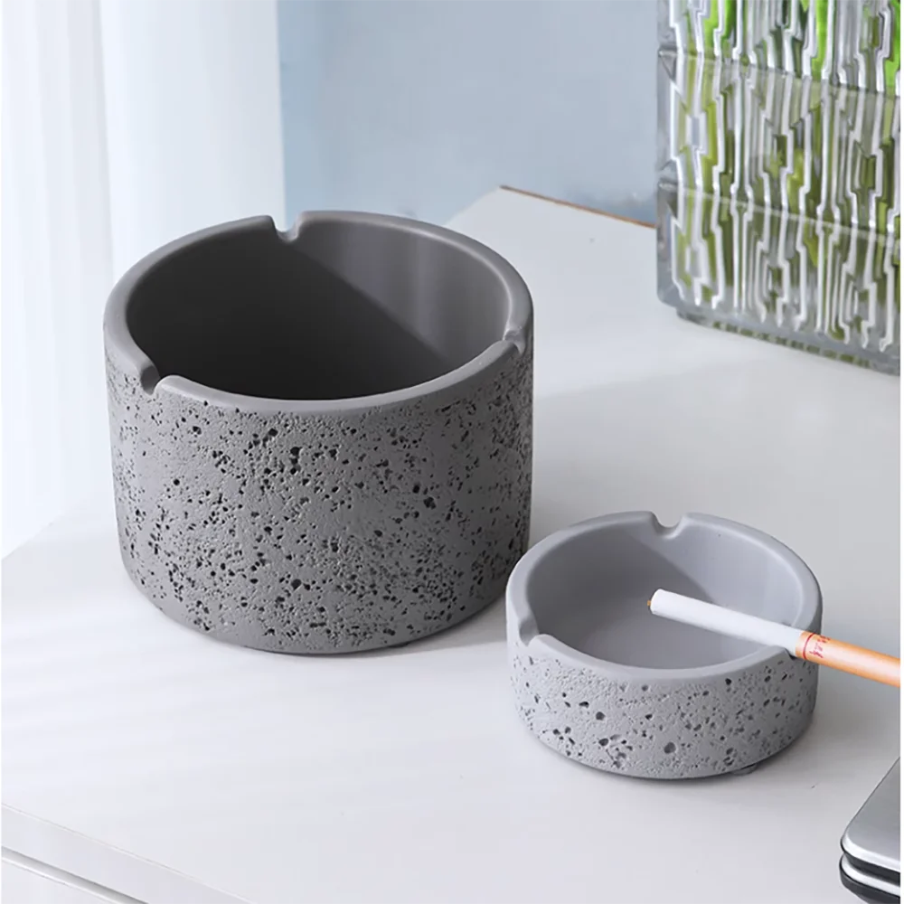 Round cement ashtray mold concave and convex surface home office commercial hotel guest house cigarette tray silicone mold