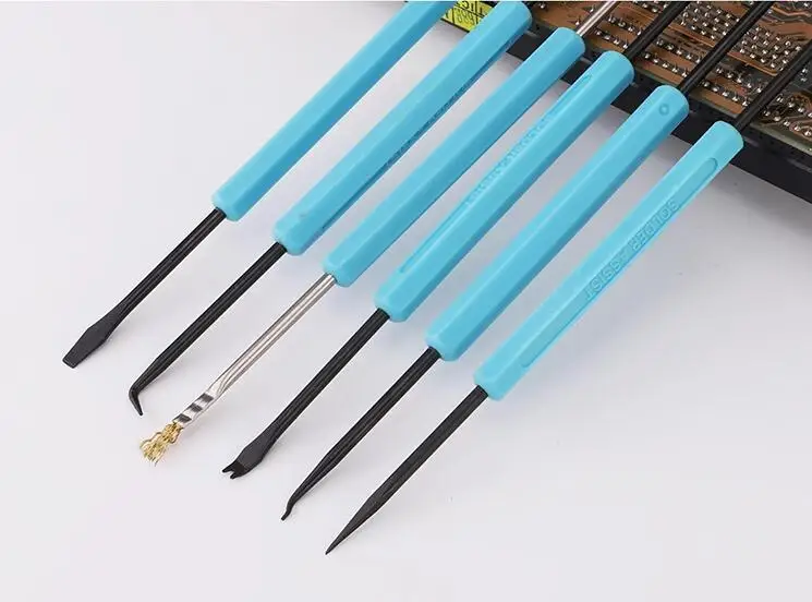 6pcs/set welding repair and assistance tools Mobile phone dismantling metal pry bar tablet IPAD shell disassembly cleaning brush