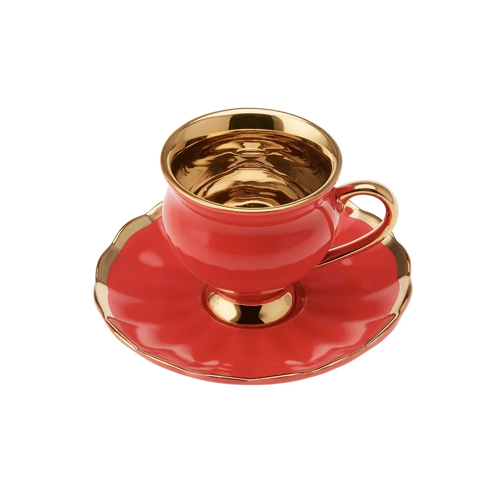 

Red Gold Coffee Cup Set Of 6 Coffee Cups 90 ml Turkish Coffee 6 Cups 6 Plates Arabic Coffee