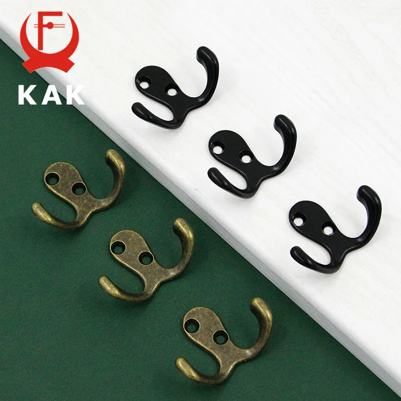 

KAK 5pcs Black Hook Zinc Alloy Wall Hanging Hooks Bag Hat Hook Coat Rack Vintage Bronze Hangers Bathroom Accessories Hardware