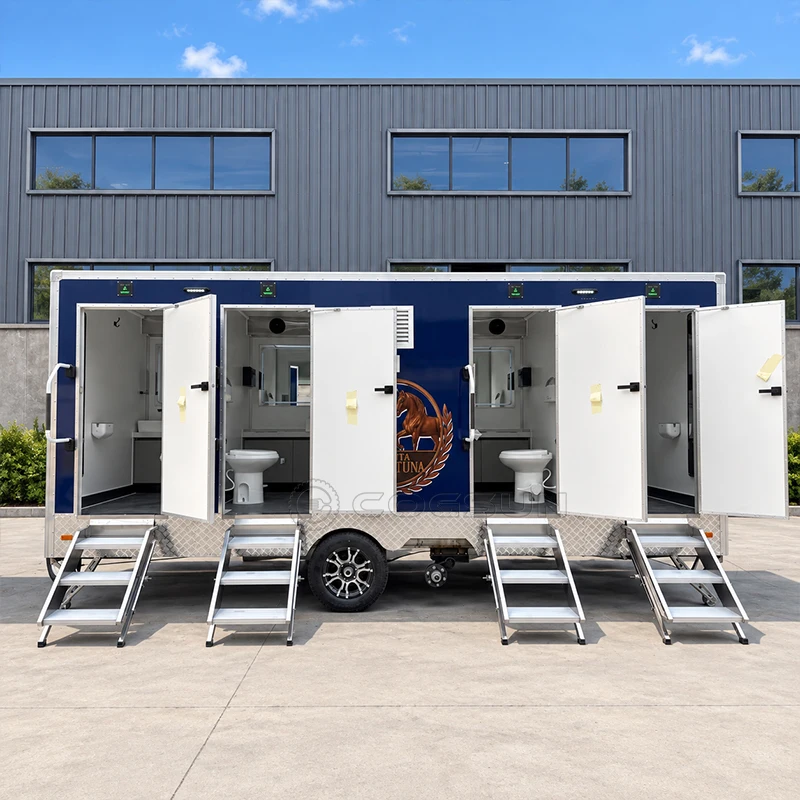 GOEASY Custom Mobile Toilet Trailer Luxury Portable Restroom Bathroom for Construction Sites Events Camping and Outdoor Use
