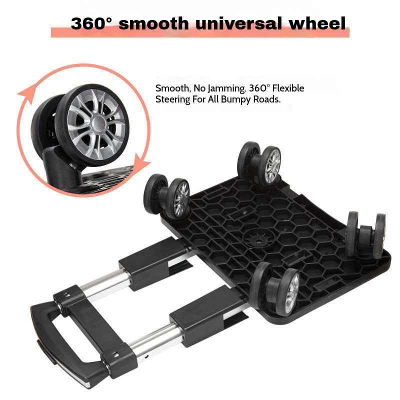 5-Wheel Foldable Trolley With Brake Lightweight Hand Cart For Travel Luggage External Pull Rod Backpack Travel Trolley With Whee