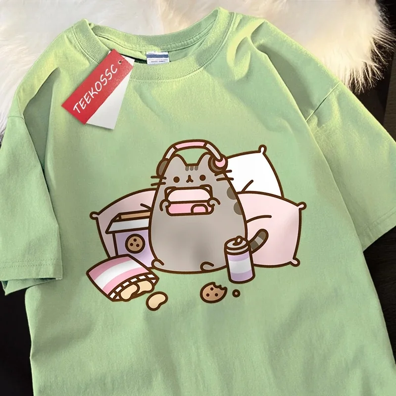 Sorry I'M Busy Cat Playing Games With Headphones Man T Shirt Wysokiej jakości odzież marki Luźne koszulki Bawełniane koszulki Topy Para — zdjęcie 2
