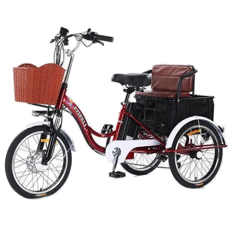 AliExpress 3 Wheel Electric Tricycle for Lithium Battery 350W 48V 7 Speed 20 Inch Electric Cargo Bicycle for Adult Men's with Pull Basket