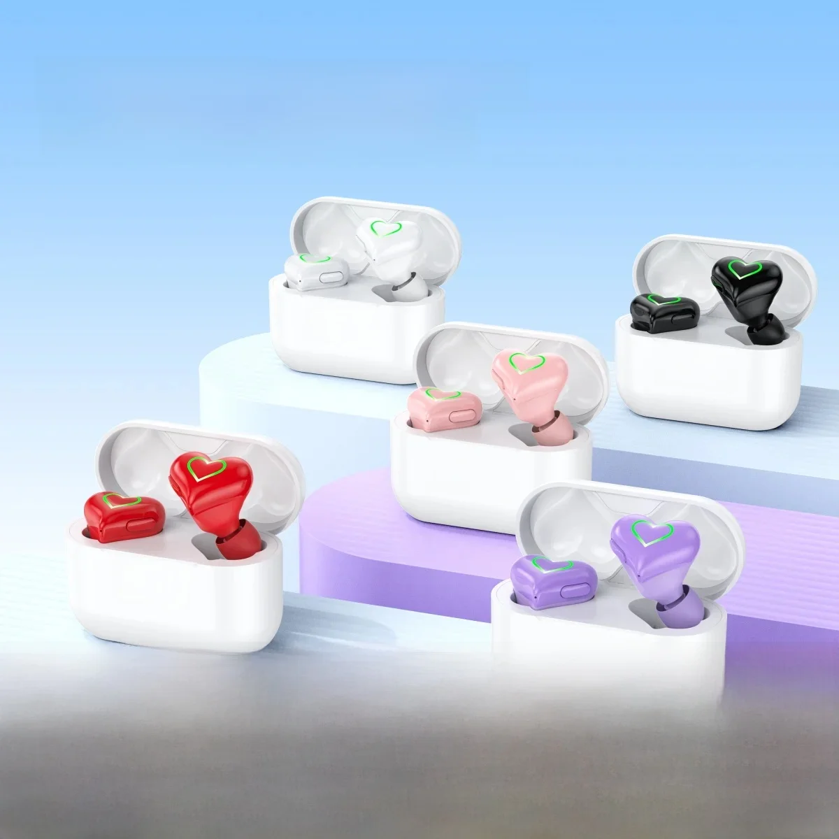 Nouveaux écouteurs Bluetooth sans fil en forme de coeur écouteurs sans fil écouteurs de musique mignons jolies filles comme des écouteurs Bluetooth