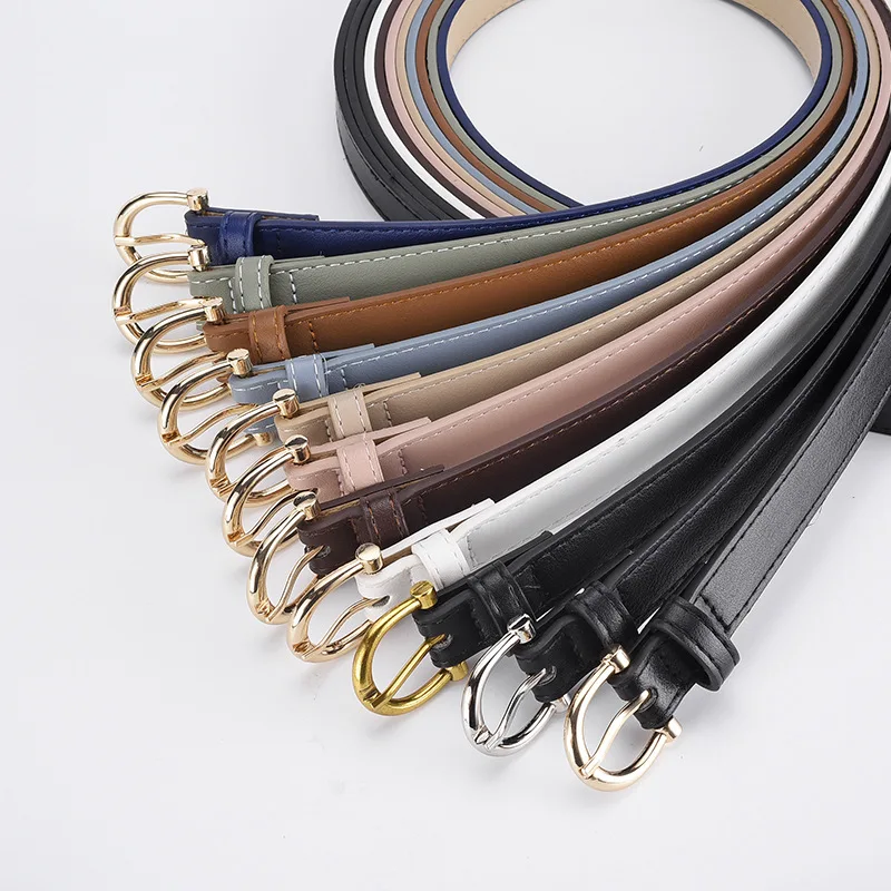 2024 New Style Women's Belt Solid Color Light Luxury PU Leather Belt for Dress Jeans Decorative Belt for Women