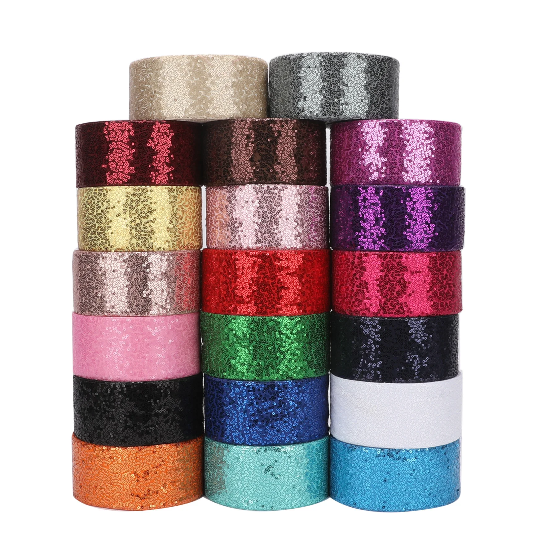 HSDRIBBON Listones 3inch 75mm colorful Sequin Scribble Sequin Ribbon 25Yards/Roll