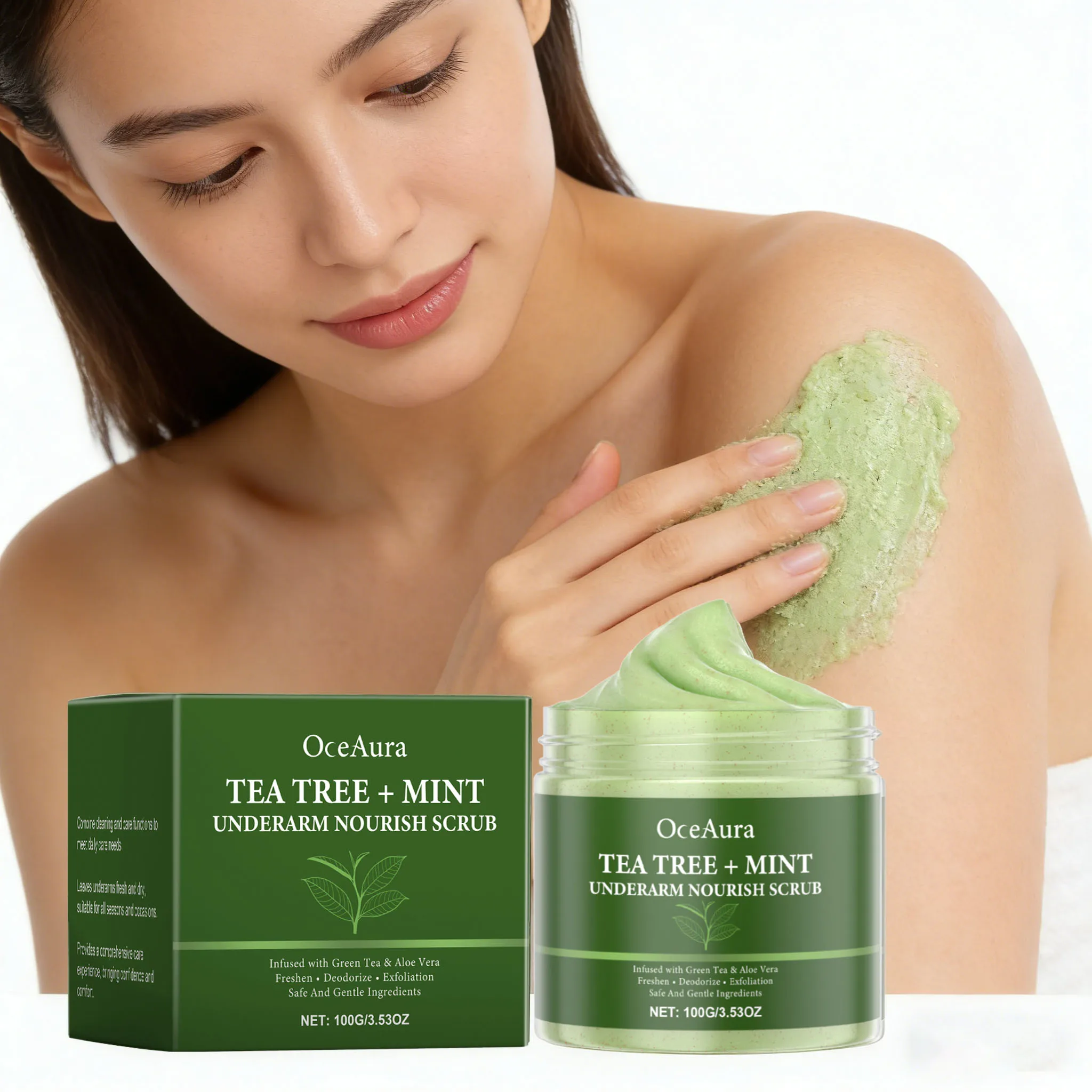 

Крем-скраб для тела с маслом чайного дерева 100 г: глубокое очищение, удаление омертвевшей кожи, улучшение гладкости, увлажнение, освежение, отшелушивание