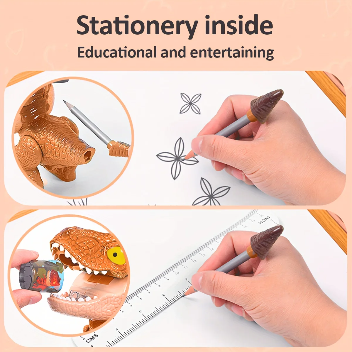 New Creative 5 IN 1 Stationery Toy, Detachable Dinosaur Office Desk Decor, Starting School Onboarding Birthday Christmas Gift