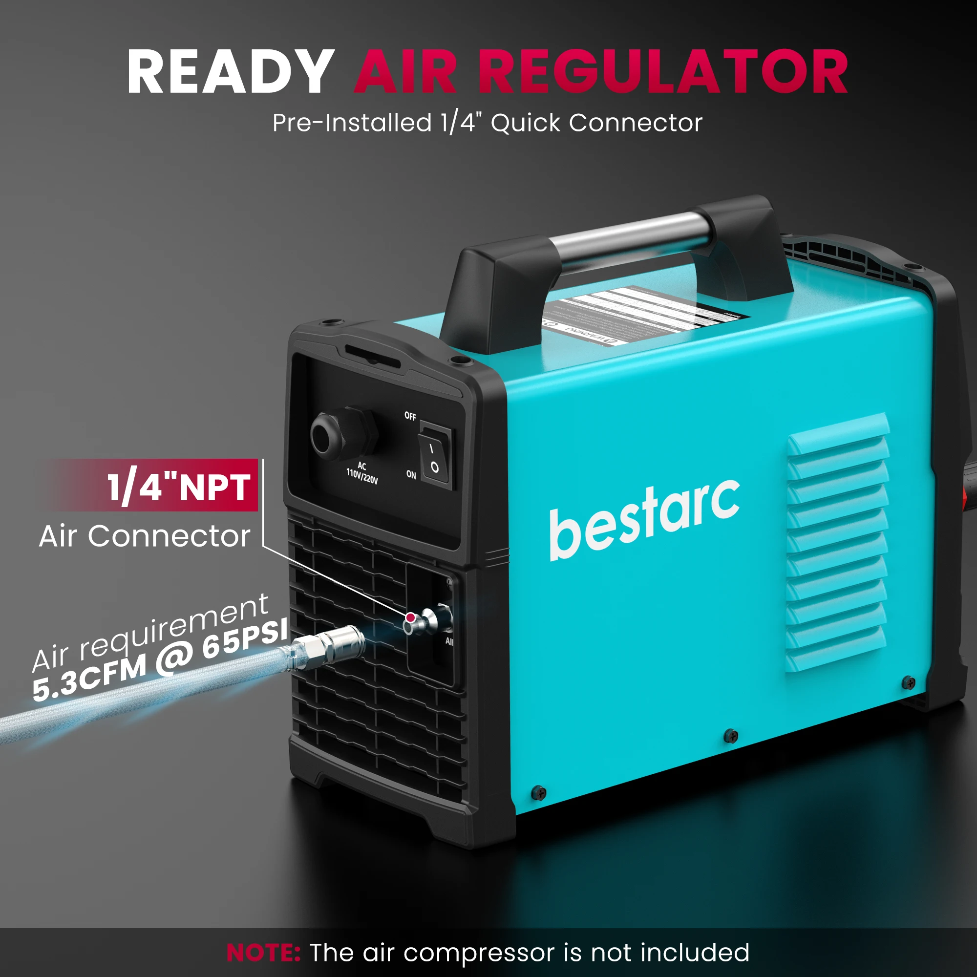 Bestarc 50A plasmasnijder - 220V Pilot Arc-technologie, groot LED-display en ingebouwde luchtsensor |   1/2" Clean Cut, 4/5" Max Cut