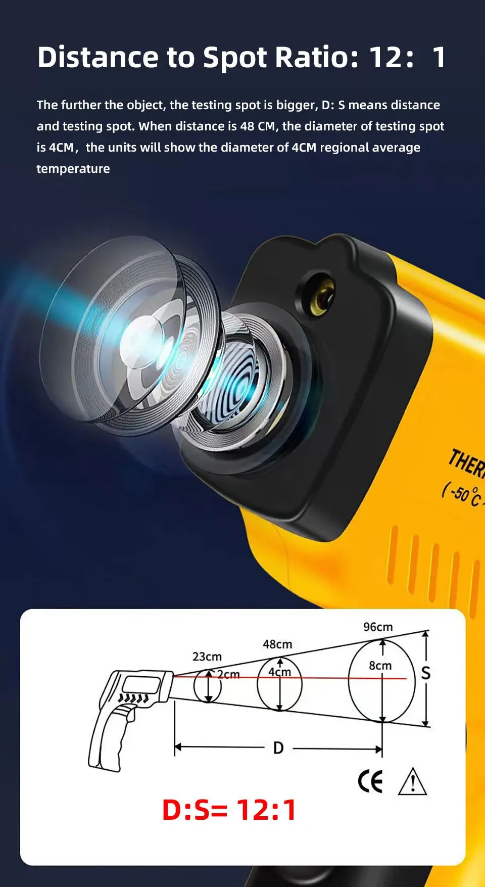 BSIDE H1 Kỹ Thuật Số Hồng Ngoại Nhiệt Kế Không Tiếp Xúc Kỹ Thuật Số Laser Nhiệt Kế Súng Cho Thịt Trâu Sữa Nướng Nhiệt Kế Nấu Ăn