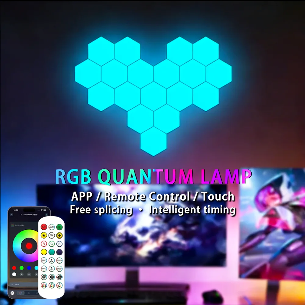 

Светодиодный RGB-светильник 5В в форме шестиугольника, Bluetooth, для помещений, с управлением через приложение, ночник, прикроватный светильник для спальни, DIY-форма, синхронизация с музыкой, ритмичное сопровождение
