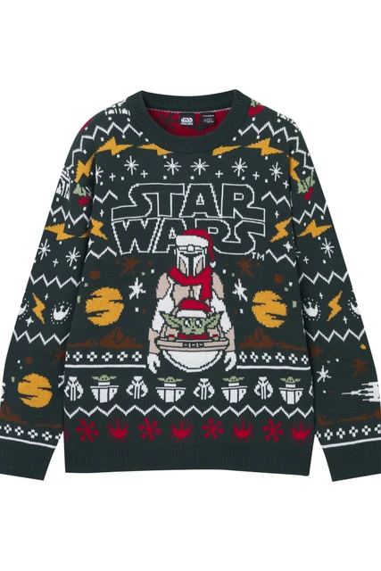 Pull Bear Star Wars patterned Christmas design sweater
