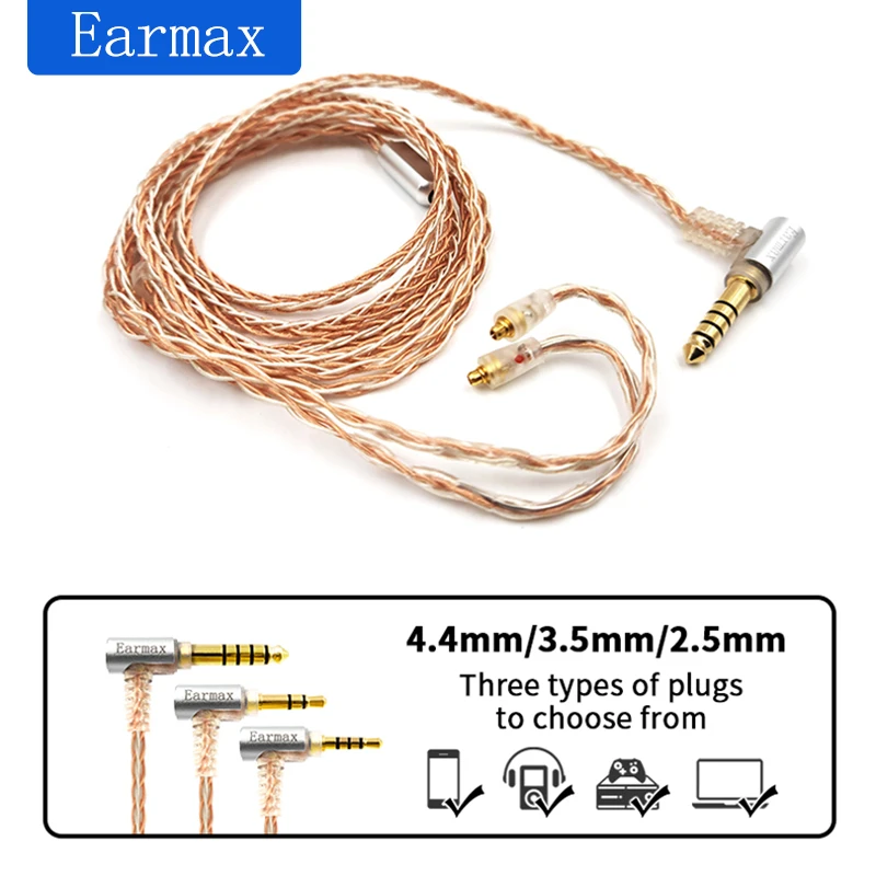 8 Core Silver Plated 2.5/3.5/4.4mm Balanced Cable To MMCX Connector Hifi Upgrade Cable For SE215 SE315 SE535 SE846