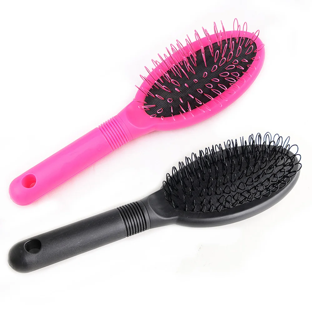 2pcs Loop Wig Brush Hair Extension Brush Detangling Loop Hair Brush for Natural Human & Synthetic Hair Wig Brush Rose Red /Black