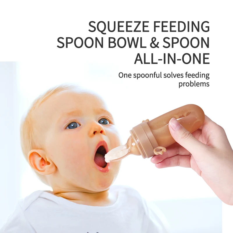 Baby Bottle Silicone Spoon Rice Paste Spoon Baby Bottle Spoon Baby Food Supplement Nice Flour Squeeze Feeding Soft Spoon