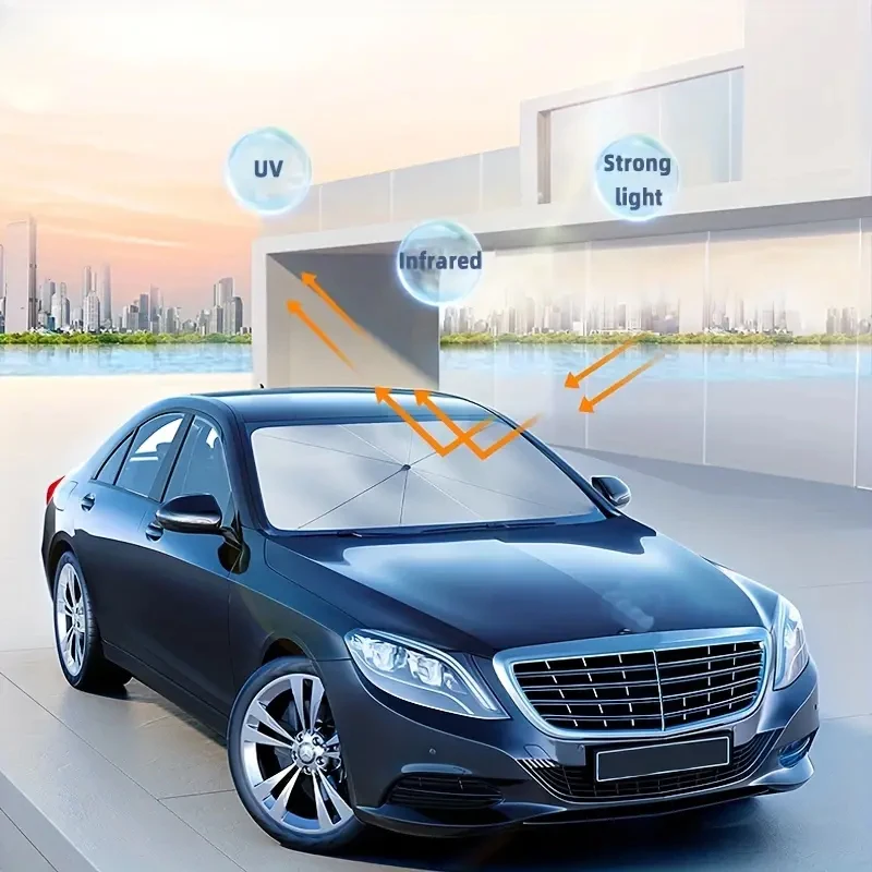 Automobile Windshield Sunshade-Foldable Automobile Umbrella Sunshade, Anti-Ultraviolet Car Front Window (Heat Protection) Windsh