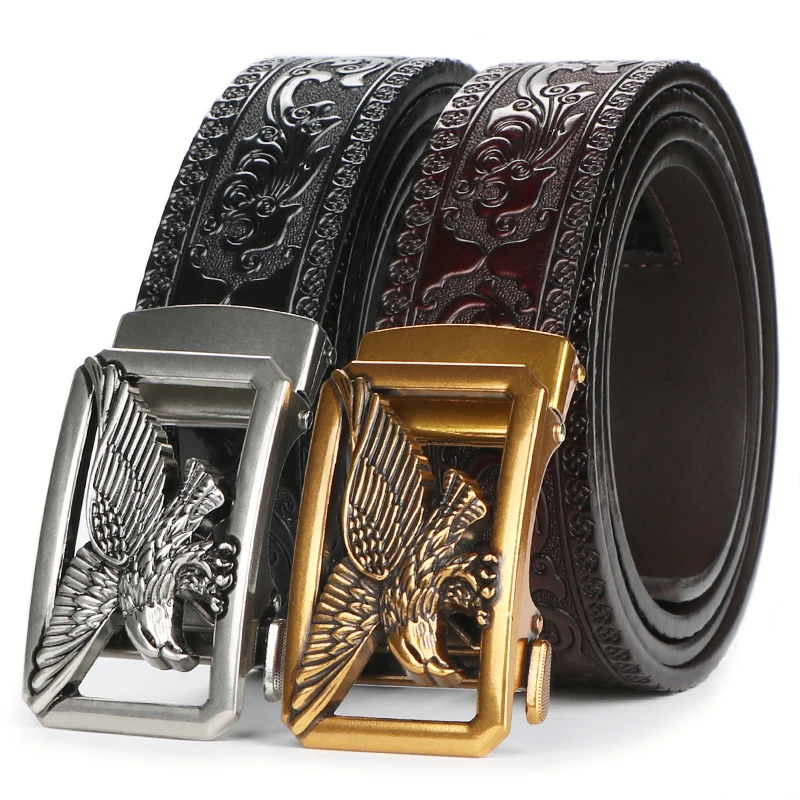 1pc  Second Layer Cowhide Ratchet Belt for Men - Adjustable Automatic Buckle, Easy to Wear And Suitable For Any Occasion