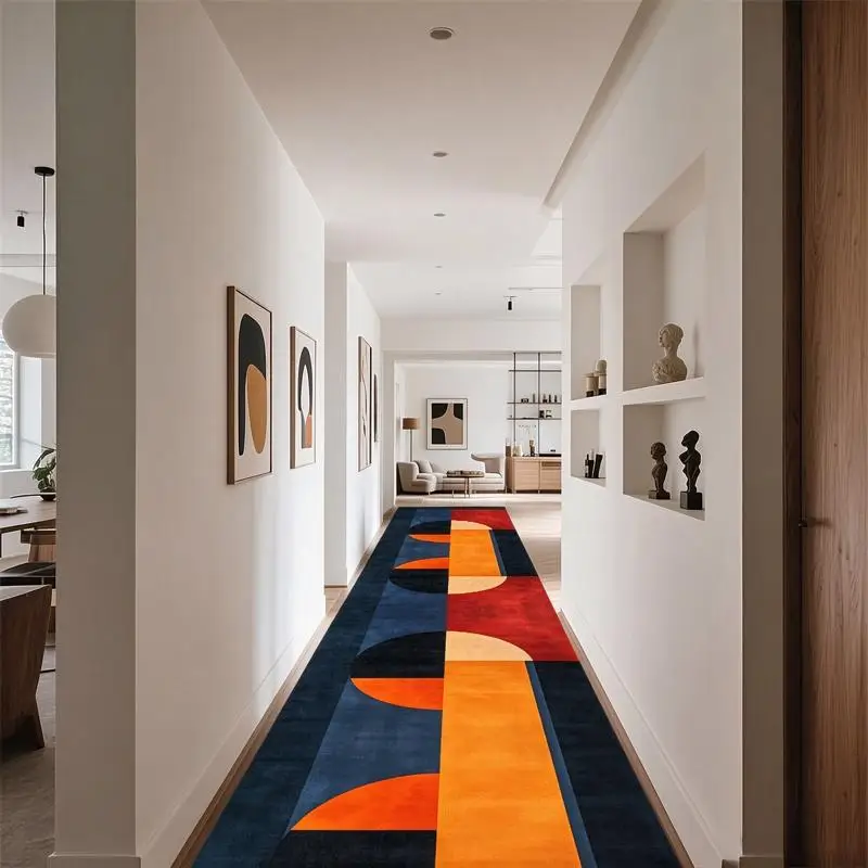 1 Piece Modern Geometric Plush Carpet, Soft And Comfortable, All Seasons, Lightweight And Easy To Clean, Suitable For Hallway, Living Room, Dining Room Decor, Great For Home And Room Decoration, Perfect For Winter And Autumn
