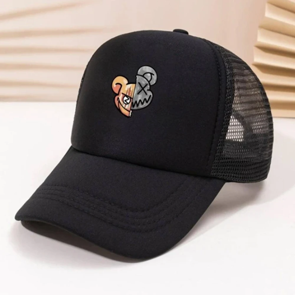 1pc Unisex regulowana nakładka baseballówka w stylu Casual wzór niedźwiedzia na zewnątrz, outdoorowa z daszkiem czapka typu Trucker rekreacyjne