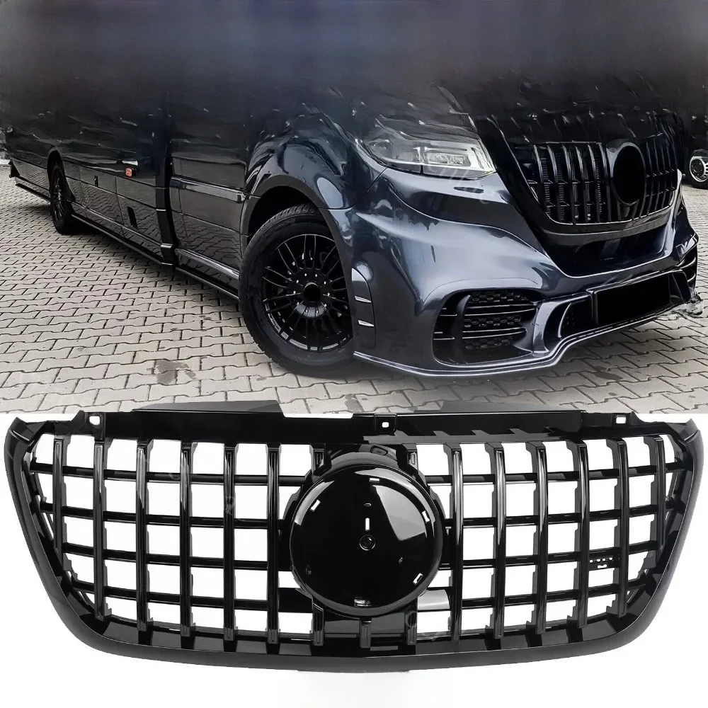 Voor 2019-2024 Mercedes W907/910 Sprinter 1500 2500 3500 Grille GT Zwart - afbeelding 2