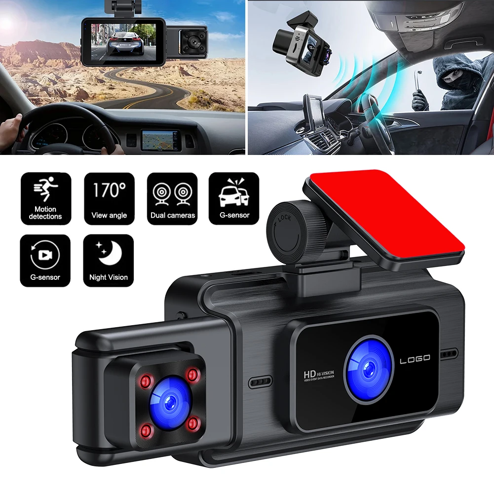 1080P Dash Cam con WiFi 3 telecamere anteriore all'interno posteriore 3 registrazione Video per