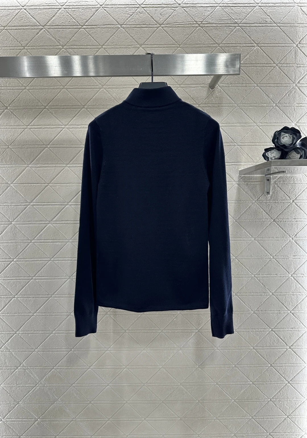 

Women's 2025 New High Collar Elastic Knitted Half Open Long Sleeve Casual Hoodie Sweater