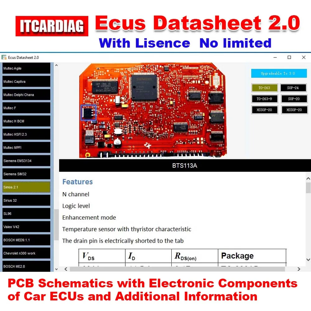 ECU Repair Software Ecus Datasheet 2.0 PCB Schematics with Electronic Components of Car ECU and Additional Information for Bosch