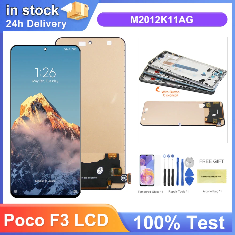 TFT Poco F3 Display Screen, For Xiaomi Poco F3 M2012K11AG LCD Display Touch Screen Digitizer For Poco F3 Replacement