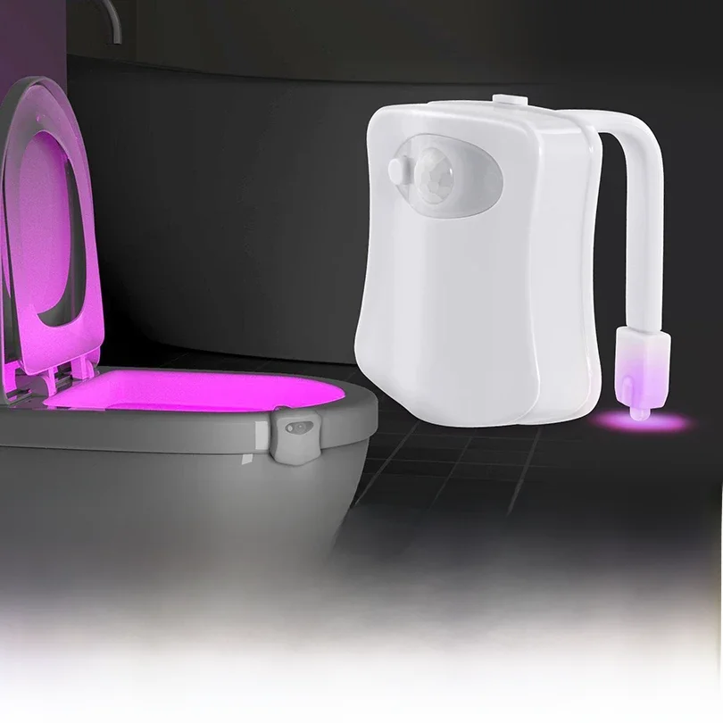 Veilleuse de toilette avec capteur de mouvement PIR, 16 couleurs, éclairage de cuvette de toilette, pour salle de bain et toilettes