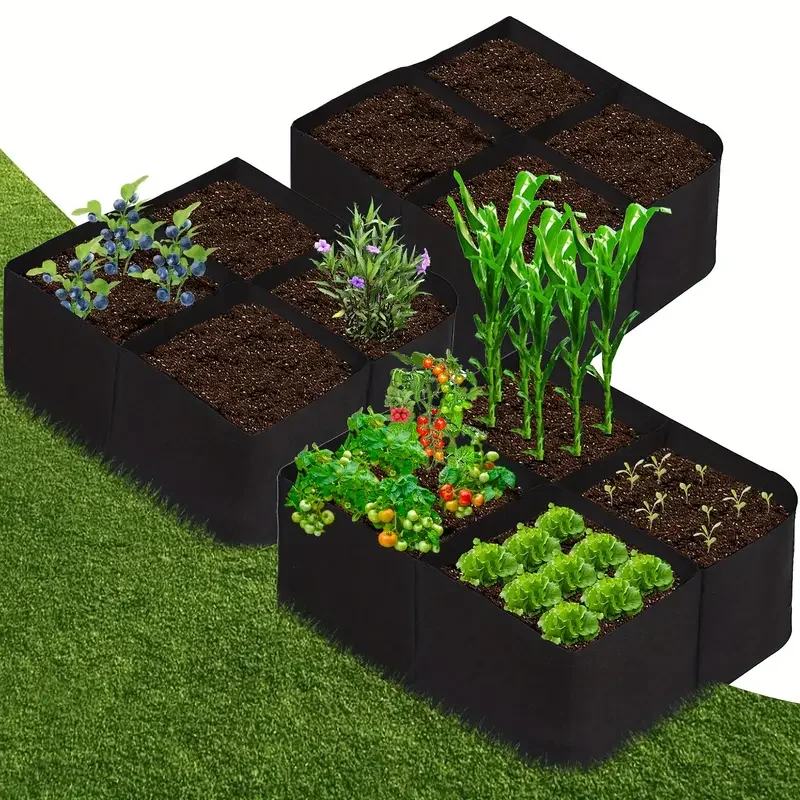 

3pcs Fabric Raised Garden Beds Outdoor, 2X2Ft 4Grids Plant Grow Bags