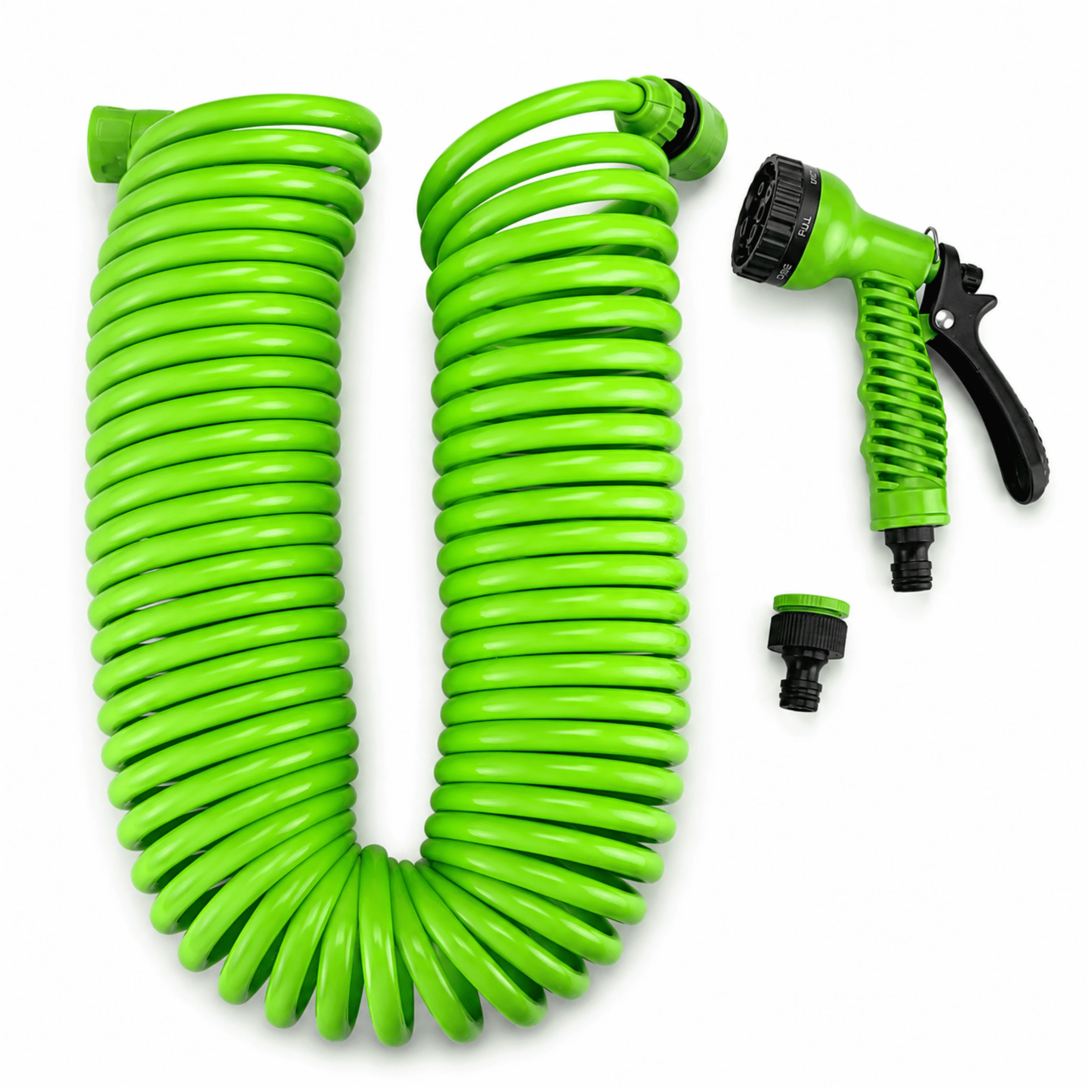 Tuyau d'arrosage spiralé Criscolor Garden 15 m avec tête multifonction |     Pistolet d'irrigation à 7 positions |     Tuyau d'arrosage pour terrasse, patio, balcon, jardin, voiture et nettoyage extérieur