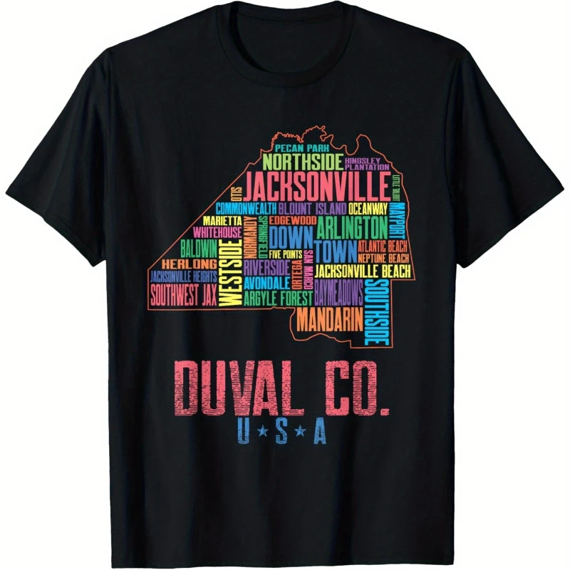 

Jacksonville T-shirt and Duval County Pure Cotton T-Shirt Casual sports T-shirts County T-shirts Daily T-shirts Pure Cotton T-Sh