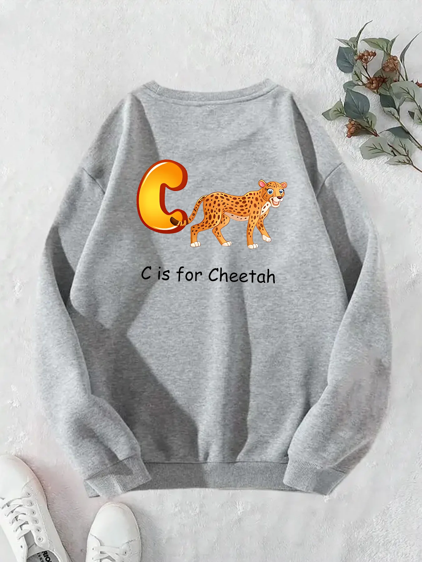 

2024 Autumn Winter Animal C Is For Cheetah Print Casual Sweatshirts Streetwear Hiphop Fashion Funny Sports Hoodies