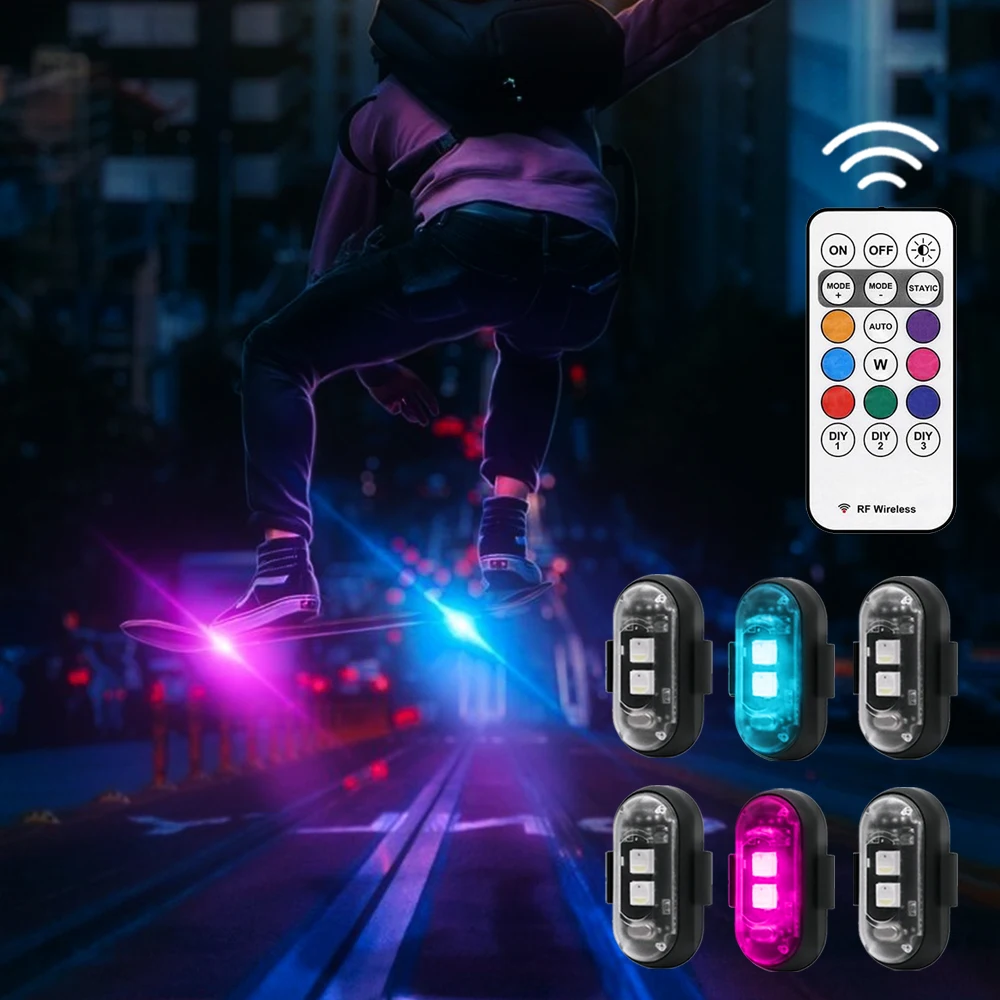 RGB Skateboard Scooter Light Underglow Kit Draadloze afstandsbediening LED 8-kleuren oplaadbare stroboscoop Ambient Night Riding Decor - afbeelding 2