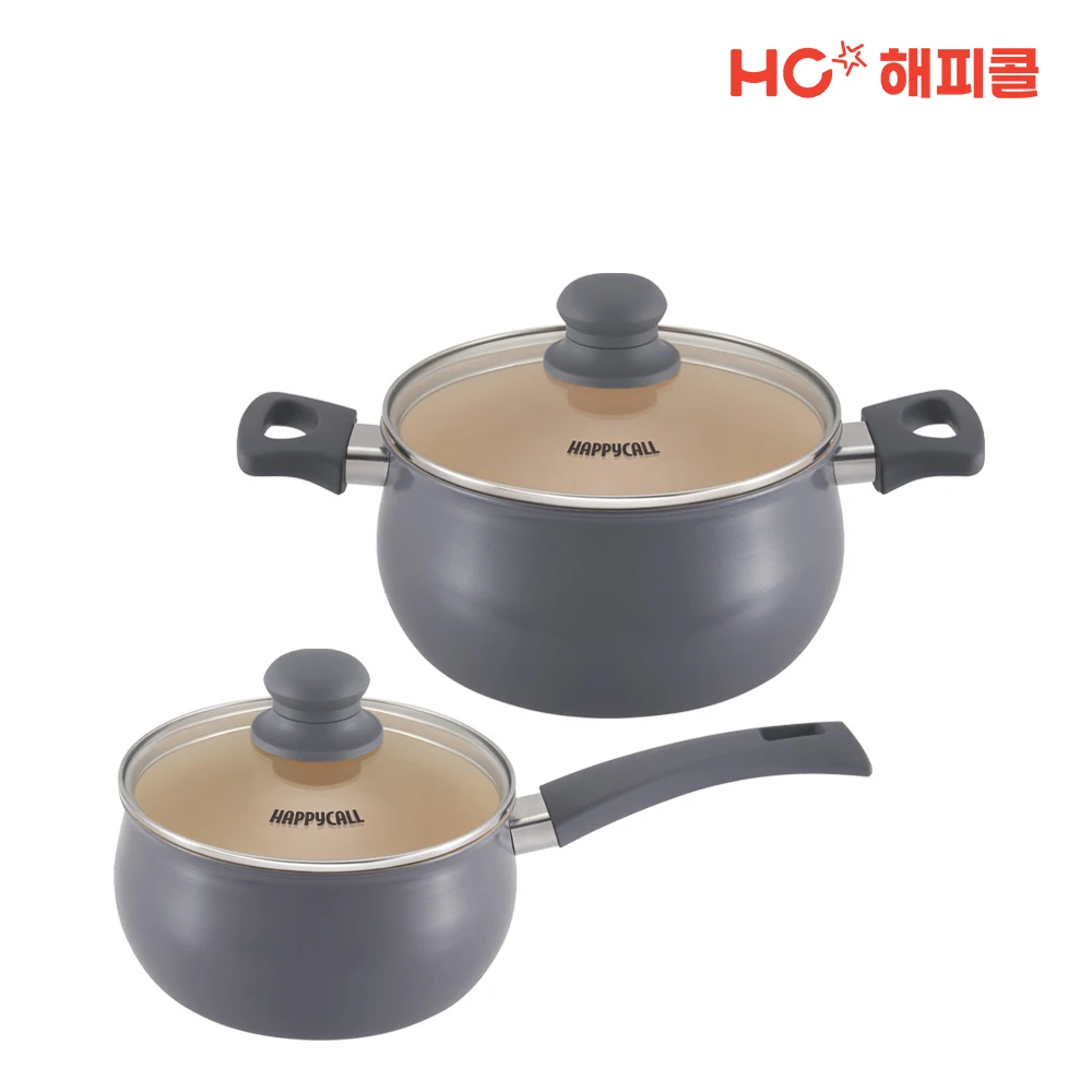 HC Happy Call Eco-friendly Ceramic Coated Ari IH Induction Pot 2 kinds A set (1 hand 18 + 2 hands 20)