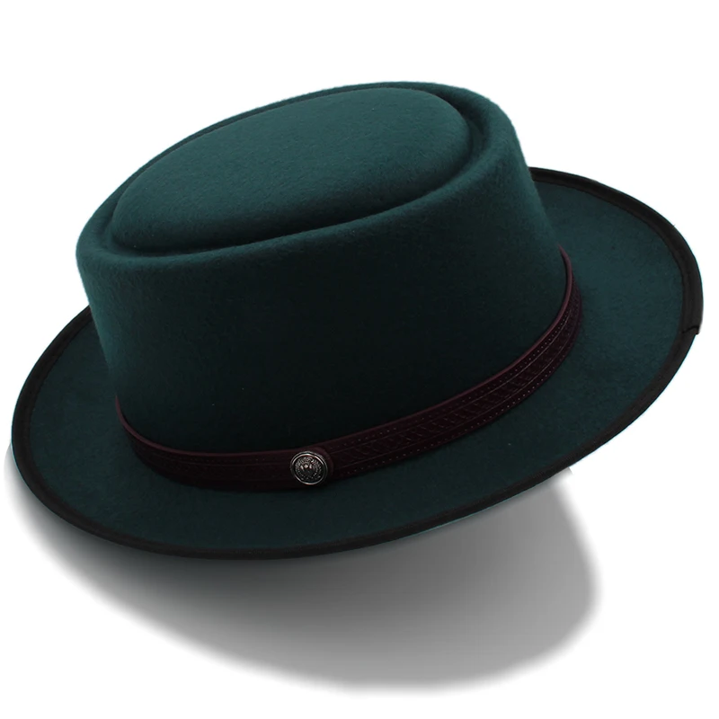 Vintage Porkpie-Hüte für Herren, einfarbige schwarze Fedora-Hüte, schlichte Porkpie-Hüte, Herrenmode, Sombrero Hombre, Chapeu Masculino, Show – Detail 10