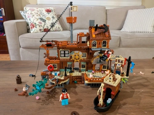 RiceBlock Island Storm Pirate Wharf Building Brick Set | Fortress, Ship & Adventure Scene