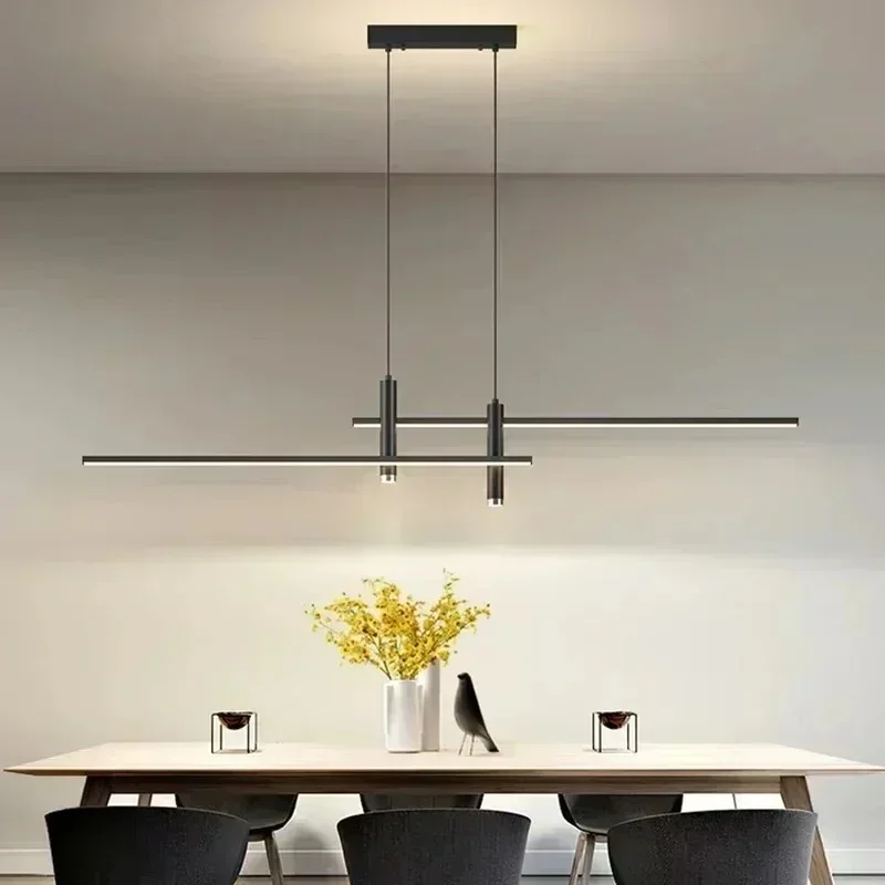 Moderne minimalistische LED-hanglamp Restaurant Tafellijnlicht Nordic Creatieve Bar Lange binnenverlichting Hanglamp - afbeelding 2