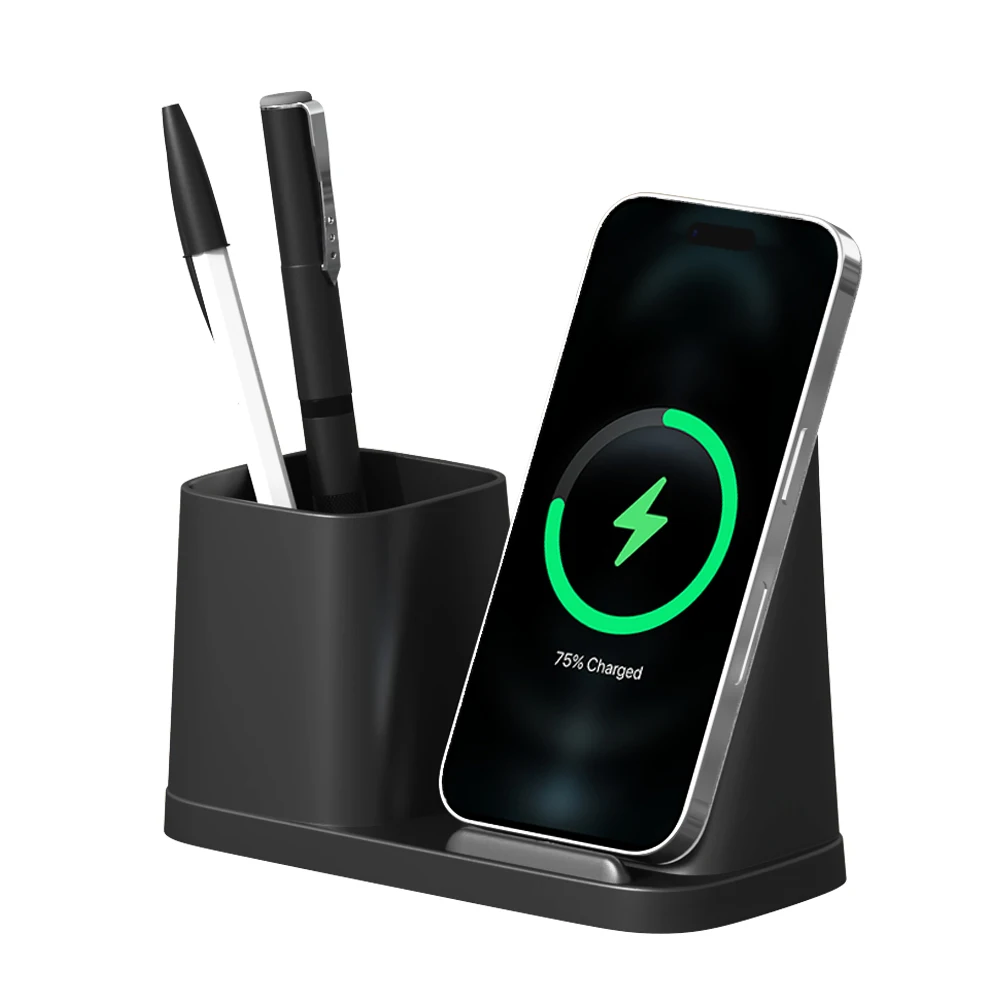 15W Wireless fast charging pencil Flower double rack Black