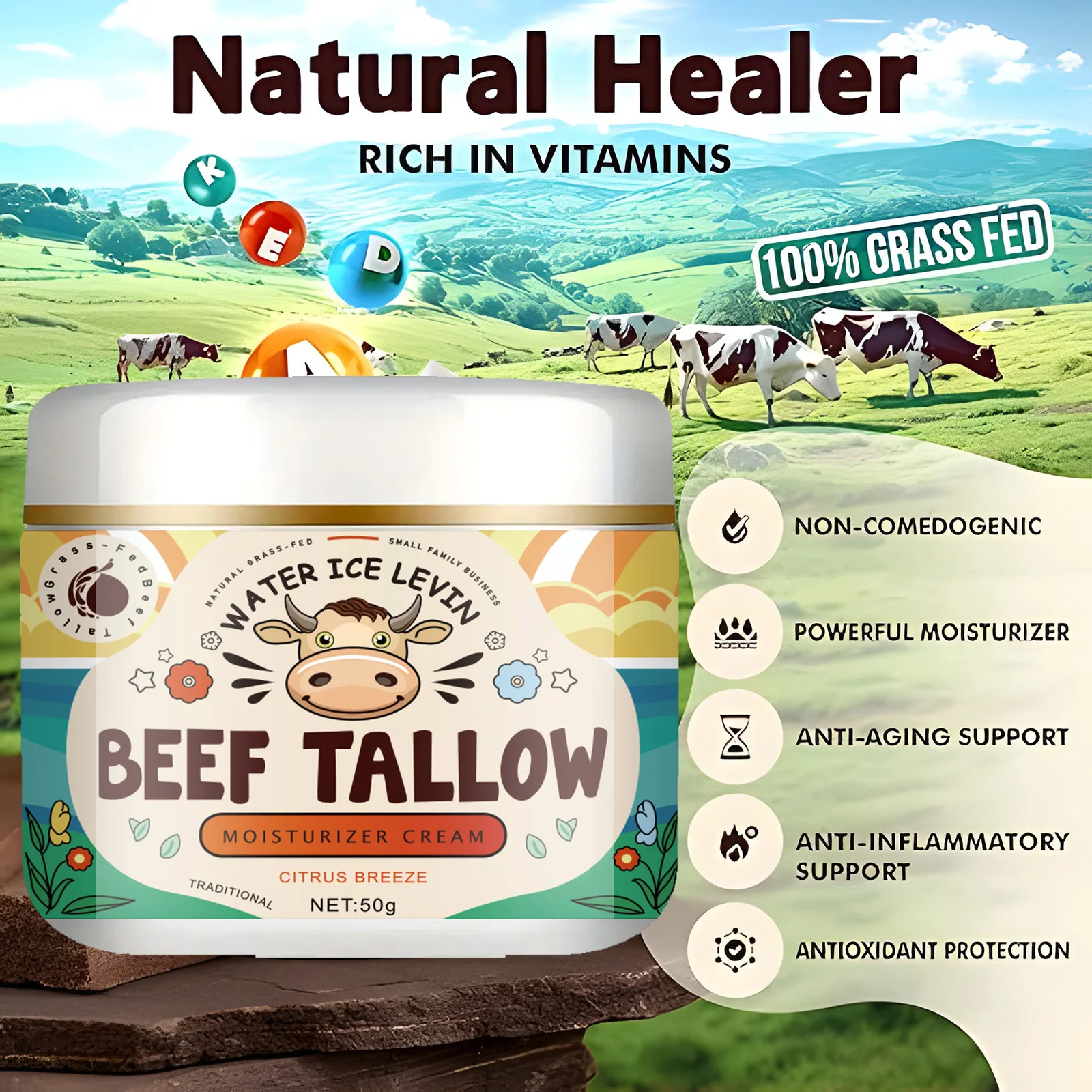 كريم ترطيب الريتينول وزبدة الشيا - يغذي عميقًا بخلاصة الجوجوبا وفيتامين E، ويقلل ويضيء البشرة