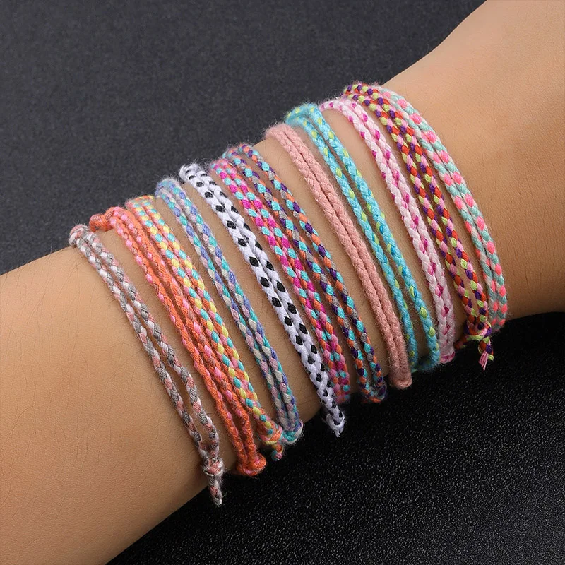 12Pcs/set Friendship Bracelet Wave hand-woven bracelet waterproof rope surfer adjustable Bohemian hand rope