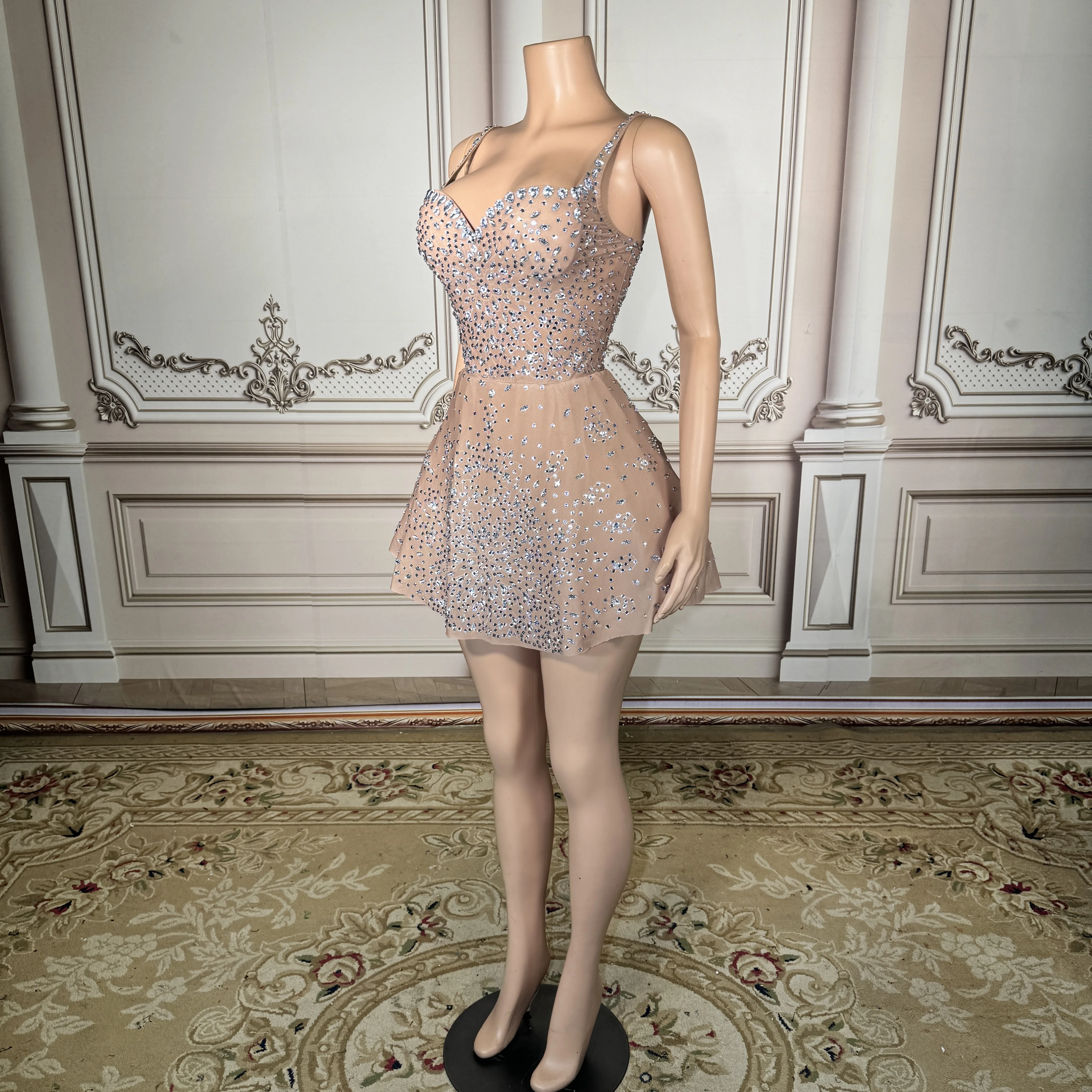 ZD Luxury Rhinestone Short Dress Women Sexy Flared Birthday Gown Silver Crystals Sparkly Nightclub Hostess Stage Costume Mini - AliExpress 200000345 ZD Luxury Rhinestone Short Dress Women Sexy Flared Birthday Gown Silver Crystals Sparkly Nightclub Hostess Stage Costume Mini - AliExpress 200000345