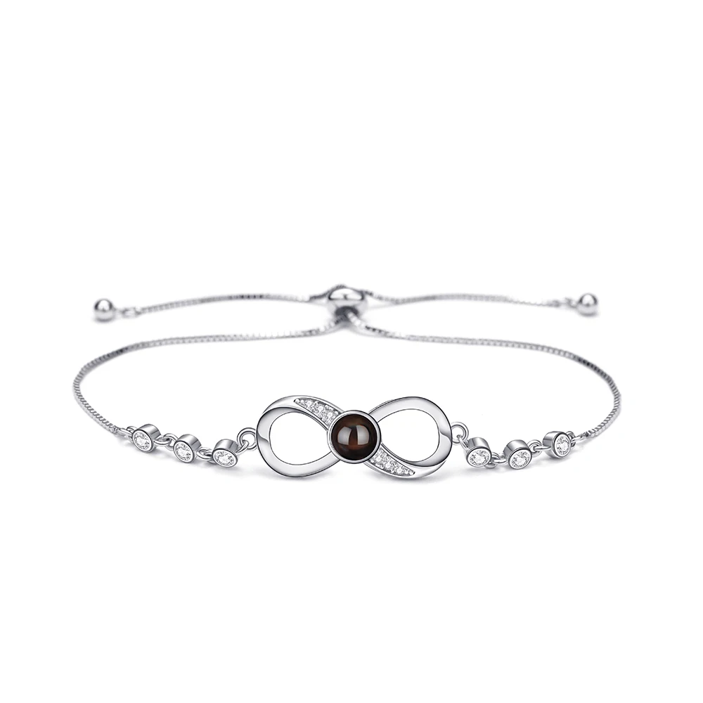 سوار صور مخصص مع صورة من الداخل ، S925 الفضة ، صورة شخصية الإسقاط ، سوار الذاكرة ، سوار مخصص