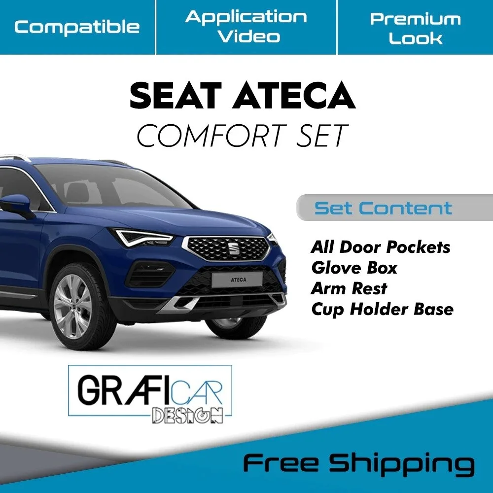 Comfort Set For SEAT Ateca  PRODUCT CONTENTS: -Glove box -Armrest inner -Cup Holder Base Part -Front/Rear Door Pockets