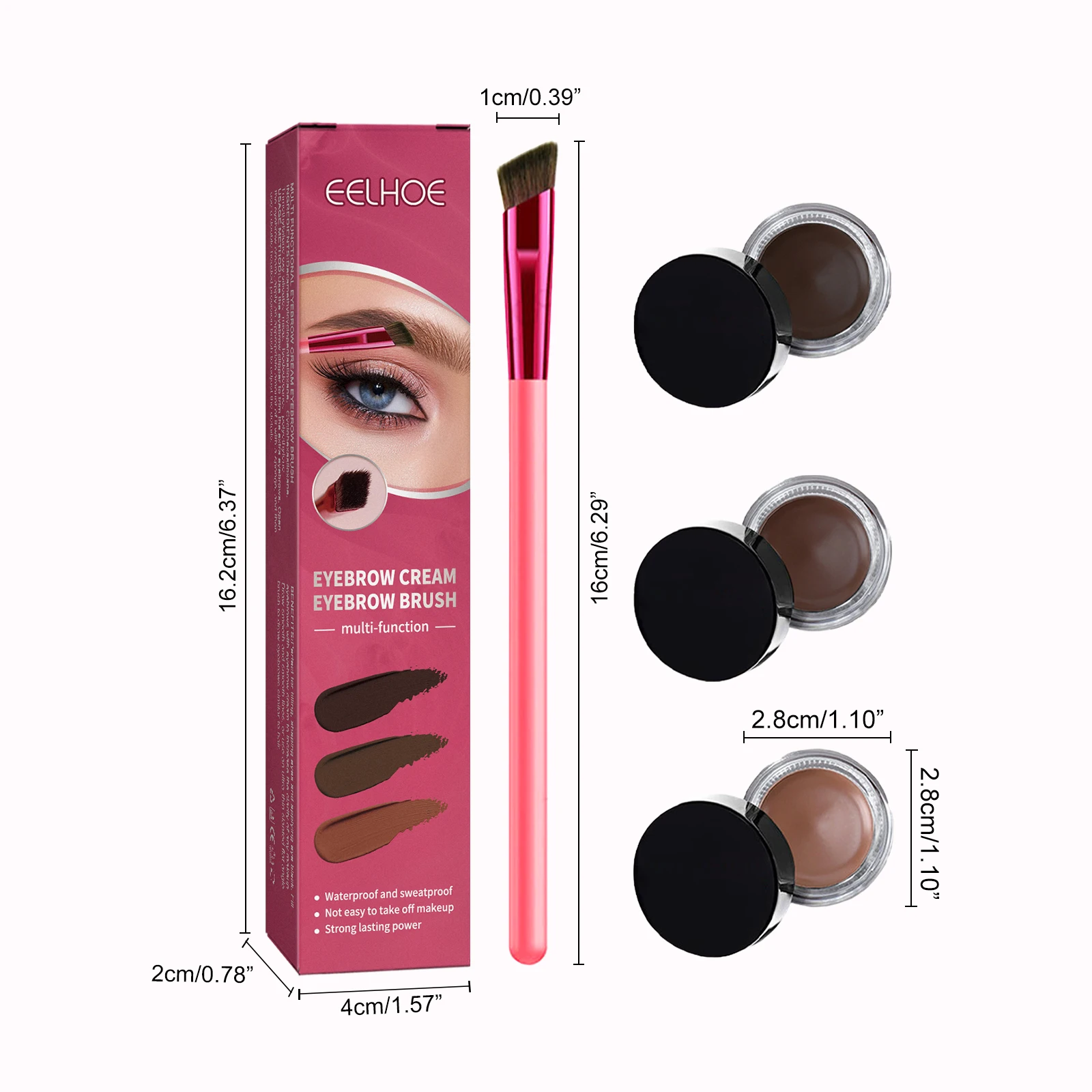 EELHOE – ensemble de crème à sourcils multifonctionnelle, maquillage durable, imperméable, résistant à la sueur, lissant, avec brosse