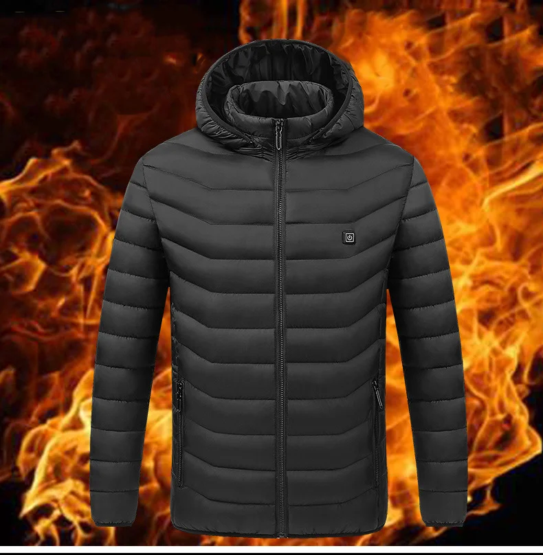 Manteau en coton chauffant USB intelligent, capuche à manches longues, température constante, rembourrage chaud