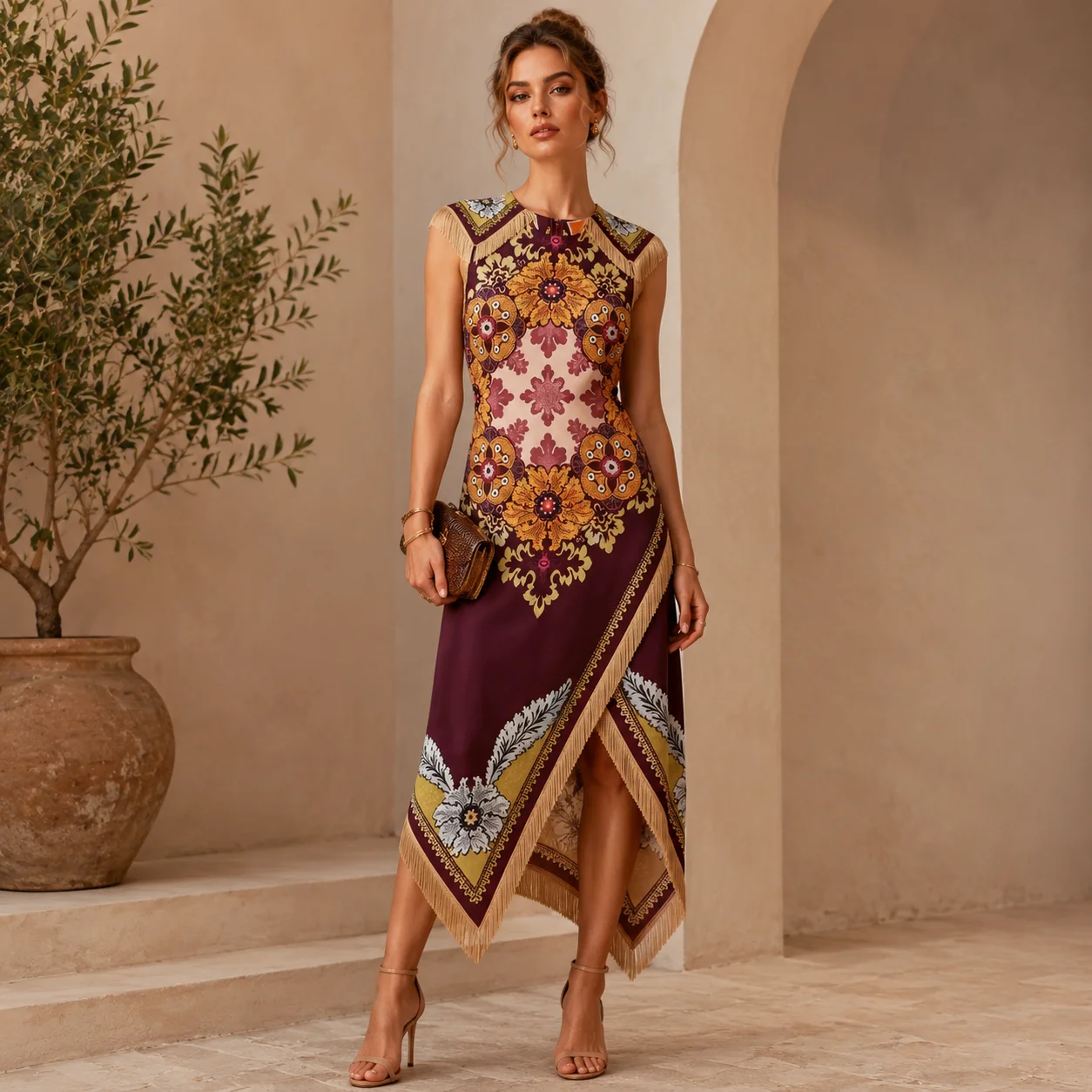 Midi Skirt Floral - Vestido Midi Bohemio Vintage con Estampado